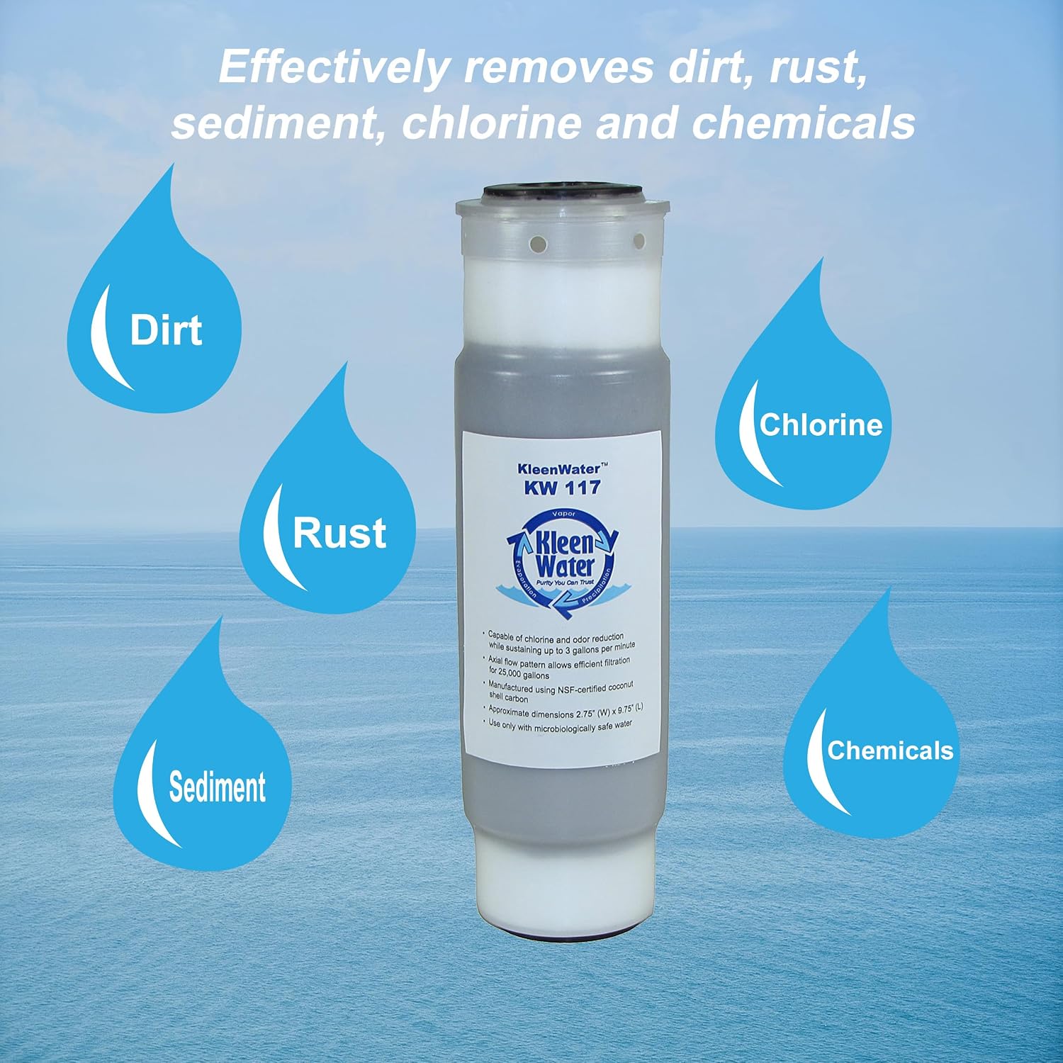 KleenWater Filters Compatible with Aqua-Pure AP117, Whirlpool WHKF-GAC and WHCF-GAC, Granular Activated Carbon Replacement Water Filter Cartridges, 4-Pack