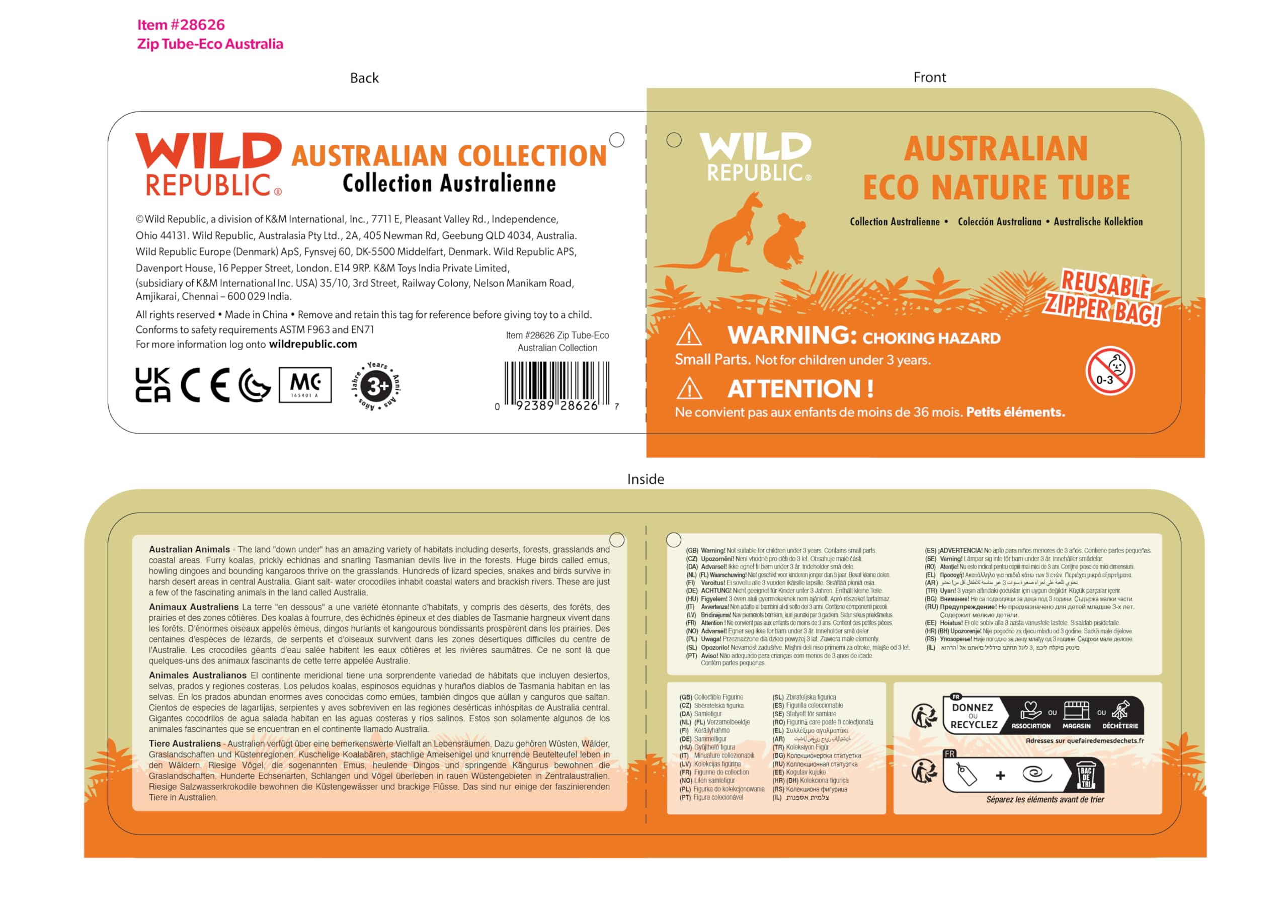 Wild Republic Nature Tubes Eco Australien – 12 Tierfiguren Aus Recyceltem Kunststoff