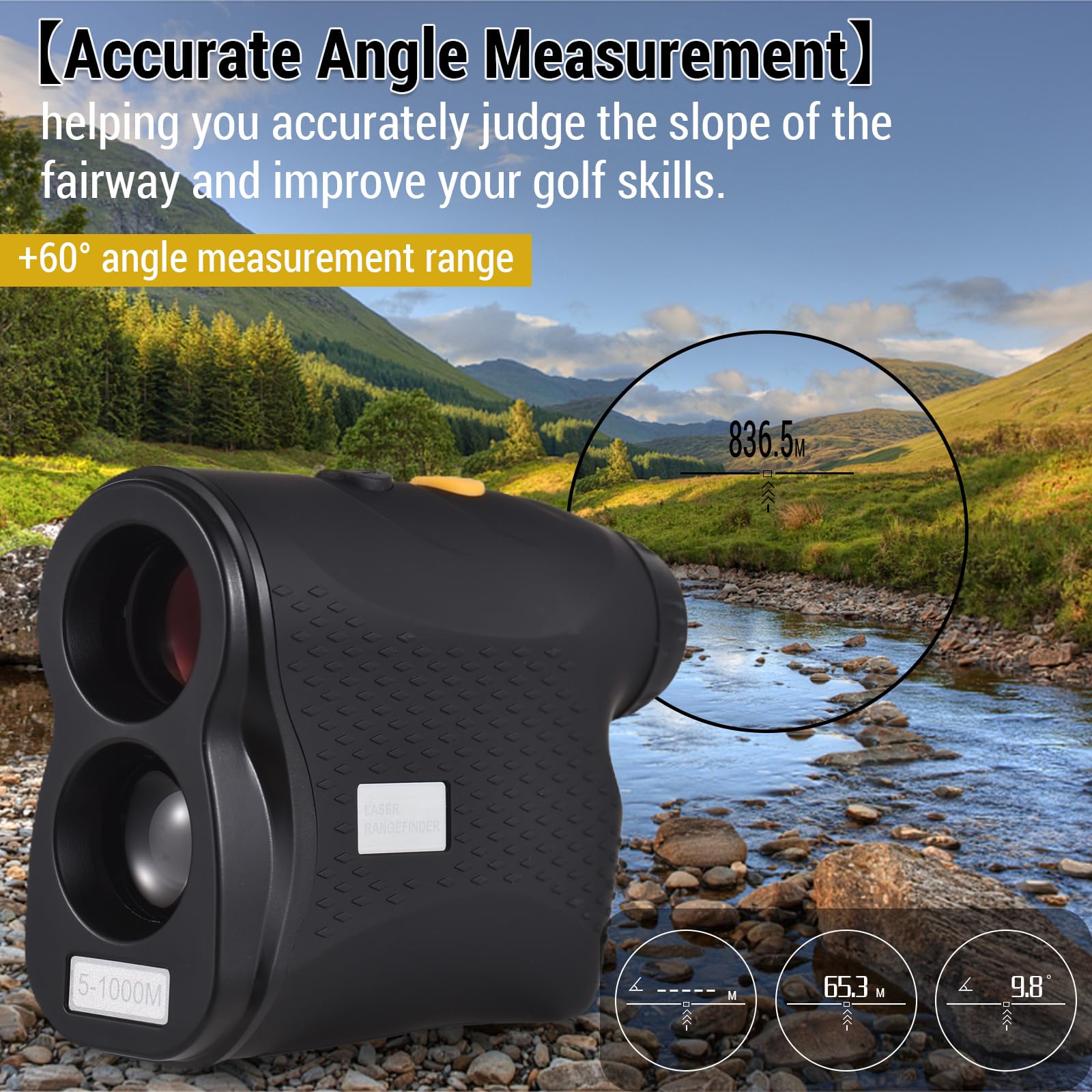 Lixada Telémetro para Golf Telescopio Monocular los 600M/800M/1000M de la Medida de la Caza de Digitaces del Telémetro del Golf