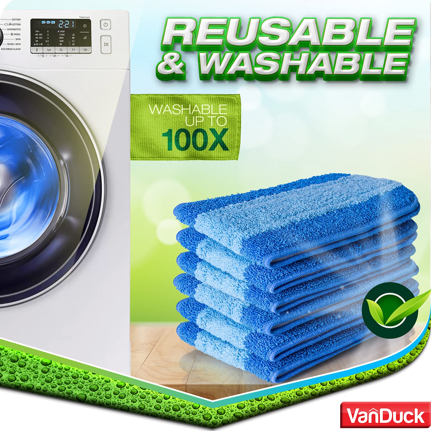 VanDuck Microfiber Cleaning Pads Compatible with Bona Mop (6 Pack