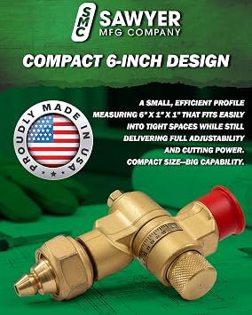 Sawyer MFG Adjustable Cutting Torch Bevel Head - Heavy-Duty Steel Torch Head with 090 Adjustable Angle Range for Precision Metal Fabrication, Welding, Industrial Cutting, and Plumbing Use