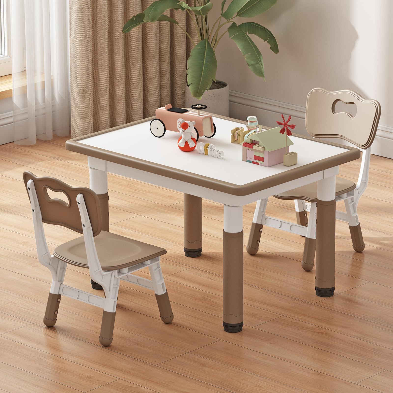 Toddler Desk Giantex Kids Table & 4 Chairs Set Height Adjustable Art ...