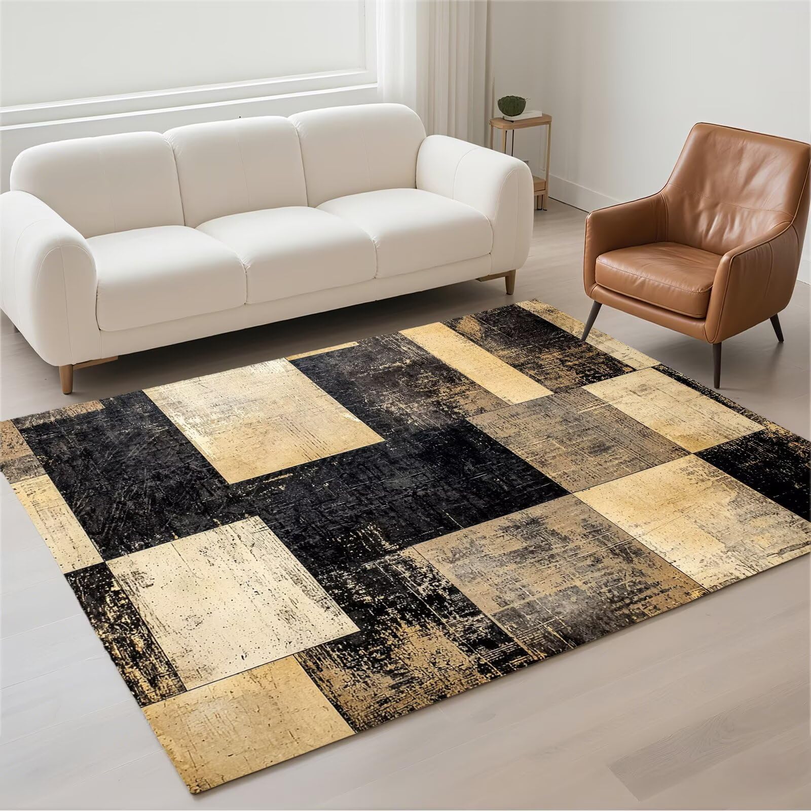 Tapis de salon moderne et lavable 80x150cm avec dossier antidérapant efficace