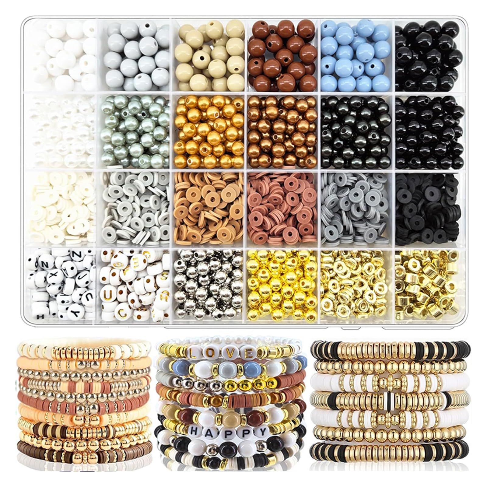 Senyoi DIY Beads kit 2,220-Piece Polymer Clay Bead DIY Kit(Beads Kit6)