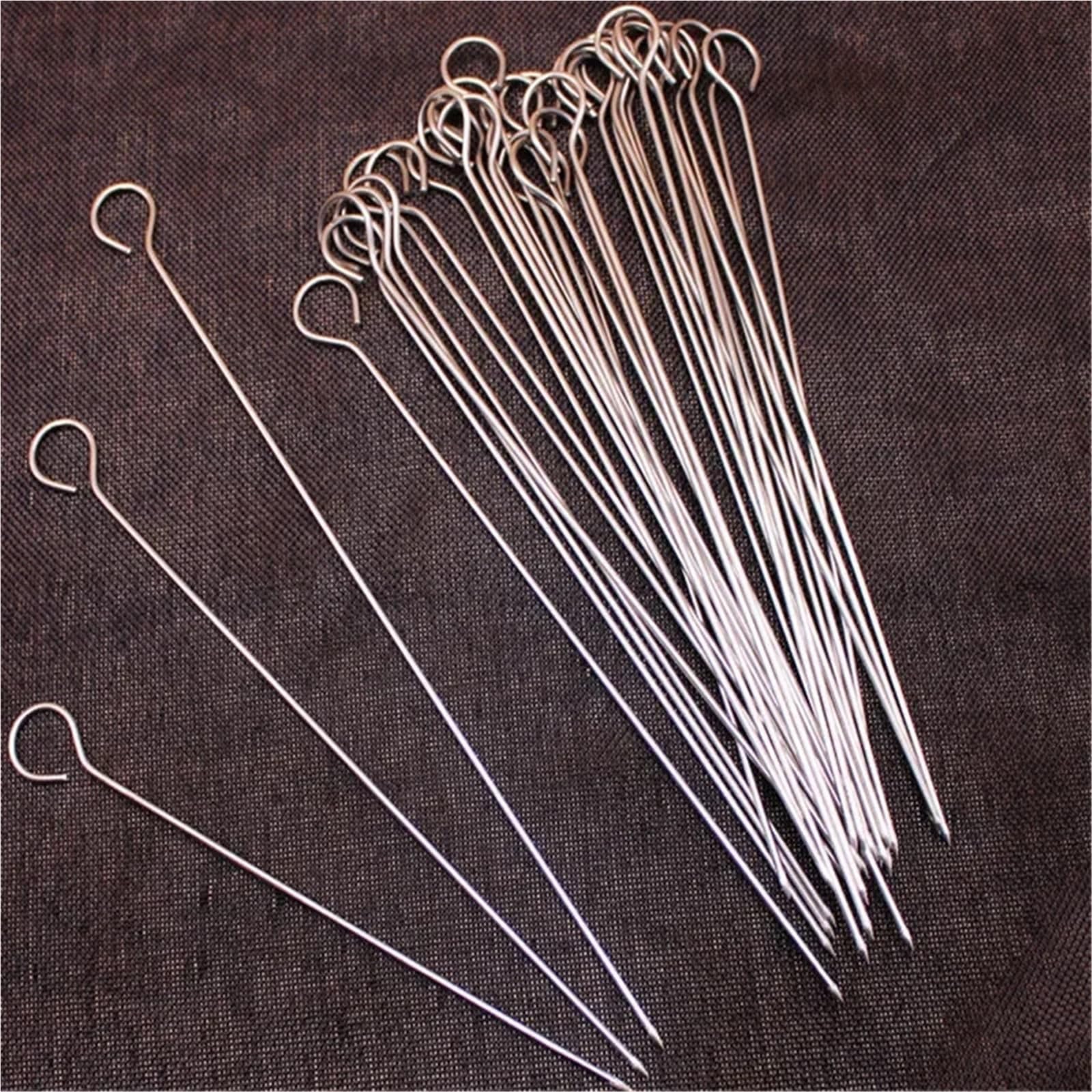 Brochetas Barbacoa 10 Uds. De pinchos redondos for asar carne de ganso, palo acero inoxidable for barbacoa, utensilios cocina con aguja for(50 pcs 1.8mm 17cm)