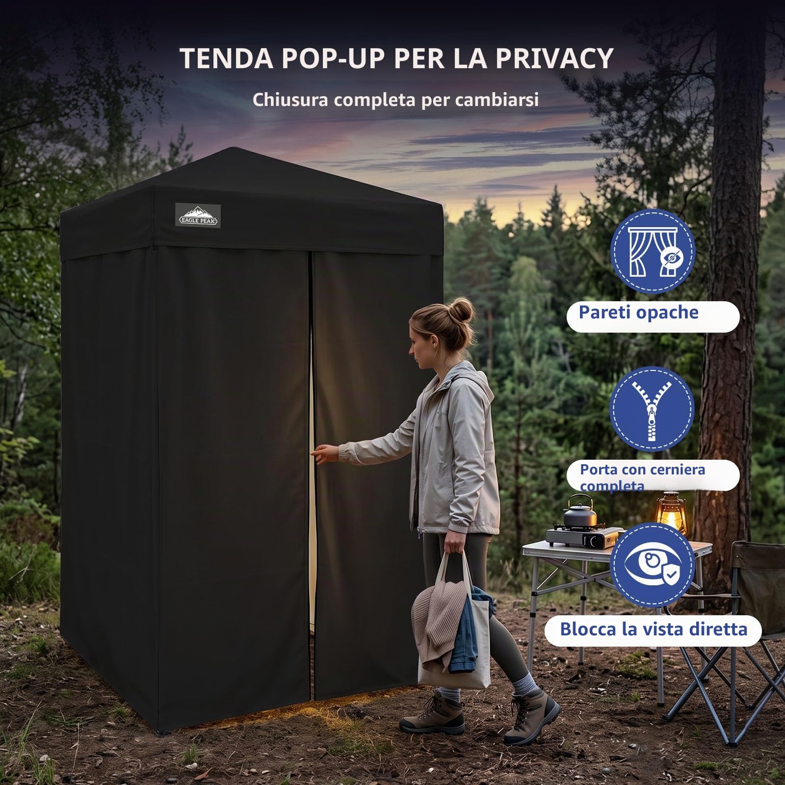 EAGLE PEAK Flex, tettoia ultra compatta da 1,2 x 1,2 m, spogliatoio, portatile, per la privacy, per piscina, servizi fotografici alla moda o campeggio (nero)