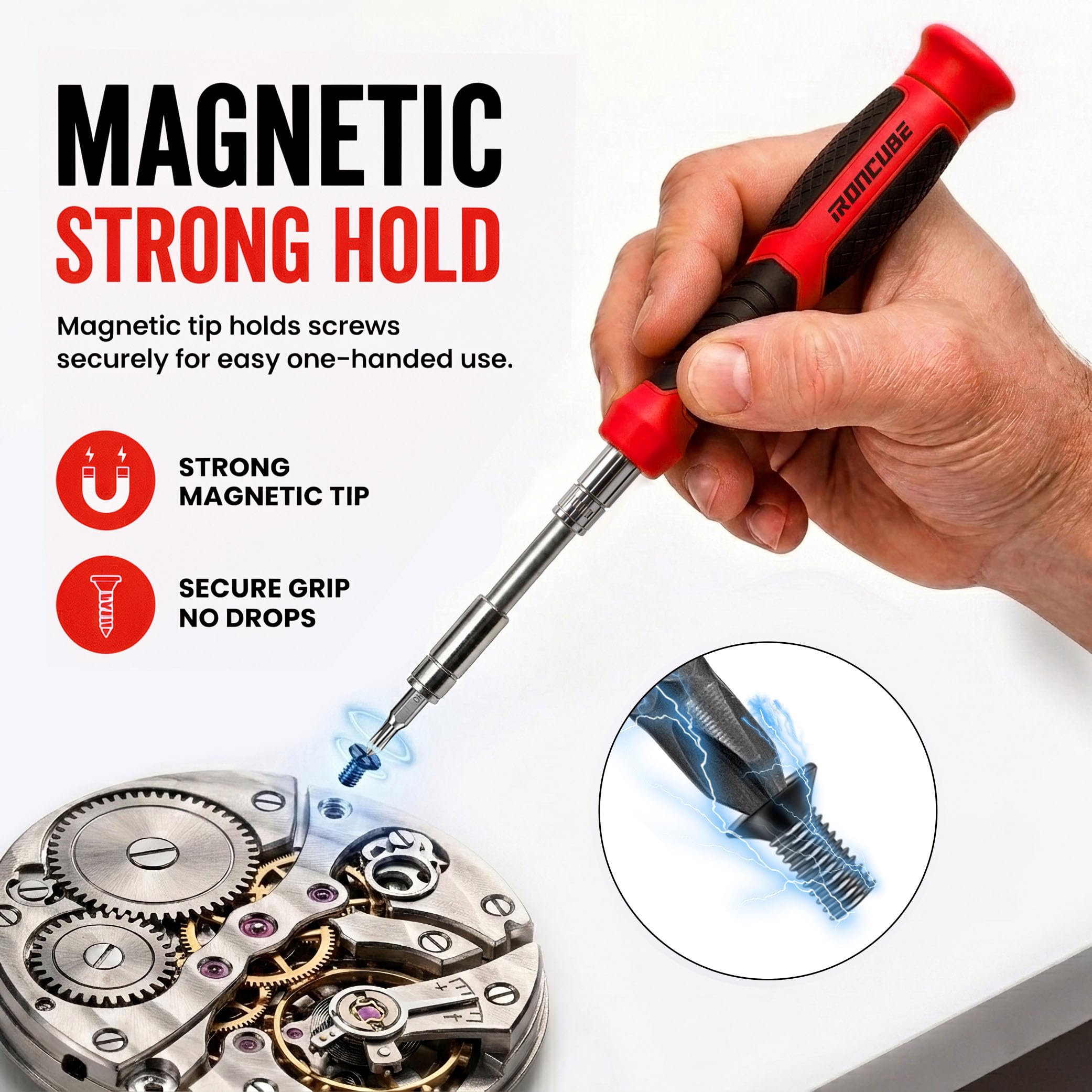 IRONCUBE Juego de destornilladores múltiples, mango de trinquete, puntas magnéticas y enchufes con funda, 56 piezas