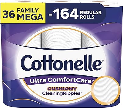 Cottonelle Ultra ComfortCare Soft Toilet Paper with Cushiony Cleaning Ripples, Family Mega Rolls, 325 Sheets Per Roll, 18 Count Pack of 2
