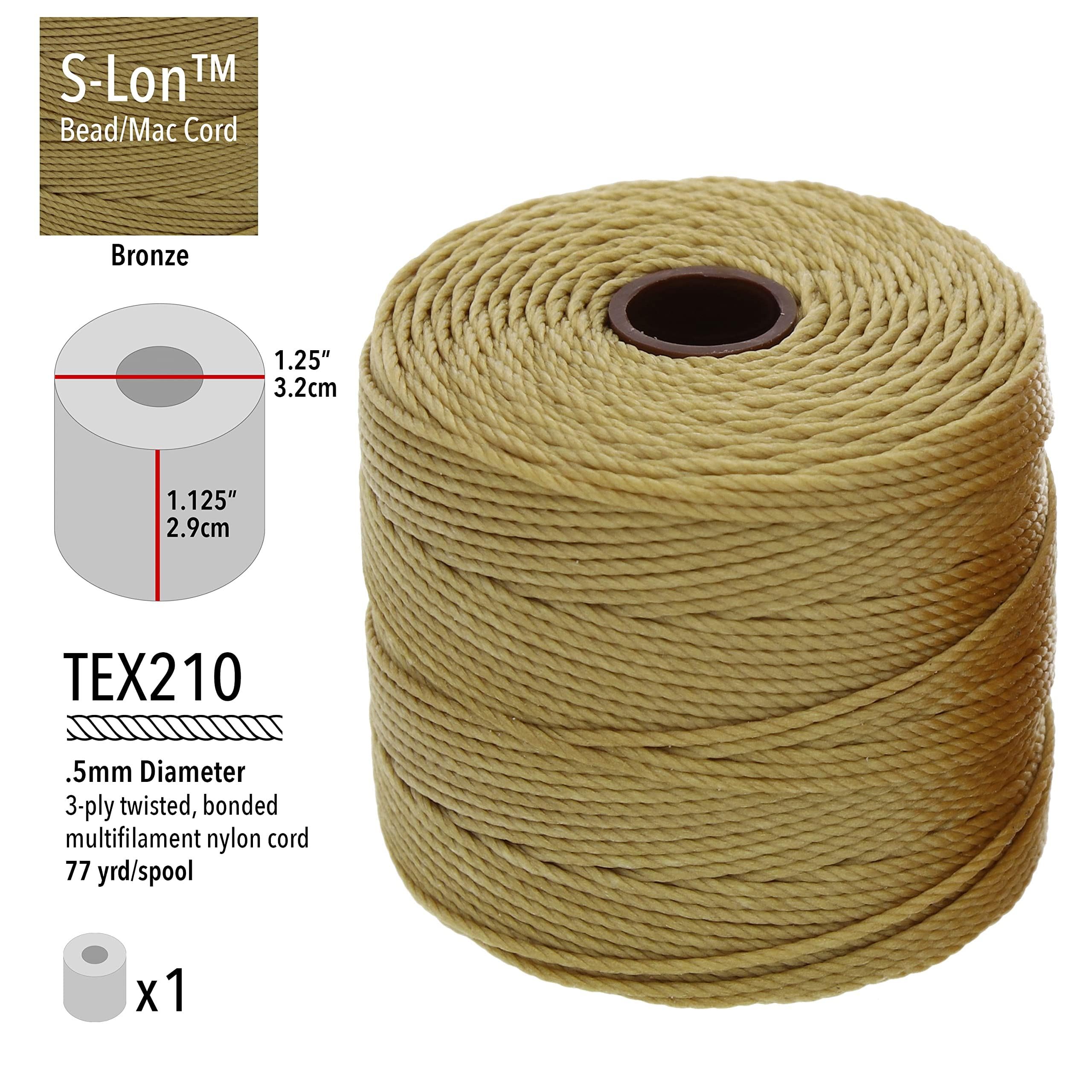 Super-LON Cable BeadSmith - 18 Nylon Trenzado tamaño # - Coral Brillante (77 Yardas Carrete)
