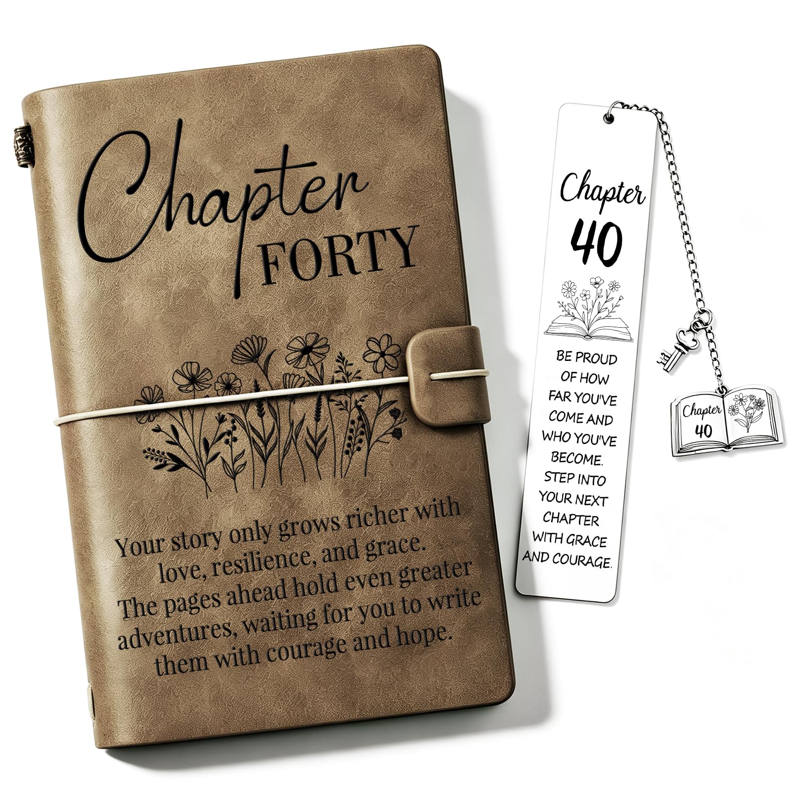 Giftota 40th Birthday Gifts for Women, Chapter 40 Journal Gift for Her, 40th PU Leather Notebook with Bookmark, 40 Year Old Birthday Decoration Gift Ideas for Best Friends Family Wife Mum Colleagues