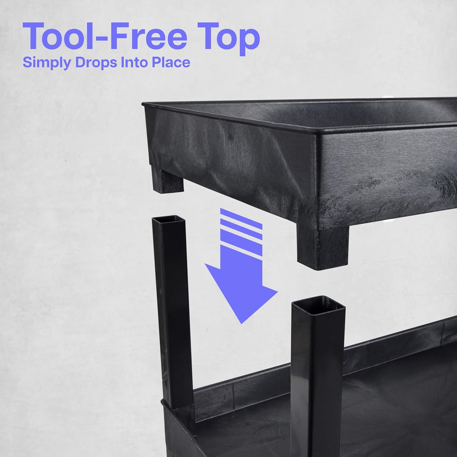 Tubstr 3-Tier Rolling Utility Cart with Wheels | Supports 300 lbs. Total | Heavy-Duty Capacity for Garage Storage, Office Spaces, & Kitchen Use | Durable Tool Cart with Locking Wheels (Black, 32 x 18)