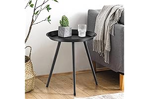 Rustic Black Accent Table with Intricate Design