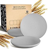 Vista 1 de GREENDISH Juego de platos de paja de trigo, 4 platos de plástico reutilizables irrompibles de paja de trigo, platos llanos Platos profundos