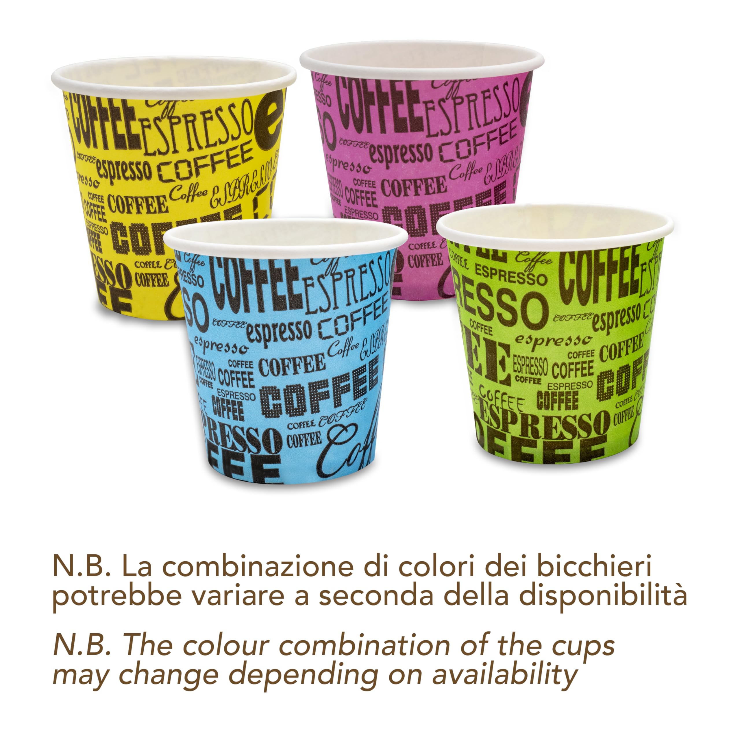 Set 500 Bicchierini Caffè + 500 Palette - Bicchieri 75 ml 2,5 oz in Carta Colorati e Palettine Usa e Getta Riciclabili, per Ristoranti, Ufficio, Asporto, Bar, Espresso