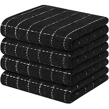 Kitinjoy 100% Cotton Terry Kitchen Towels, 13x 28, 4-Pack, Black