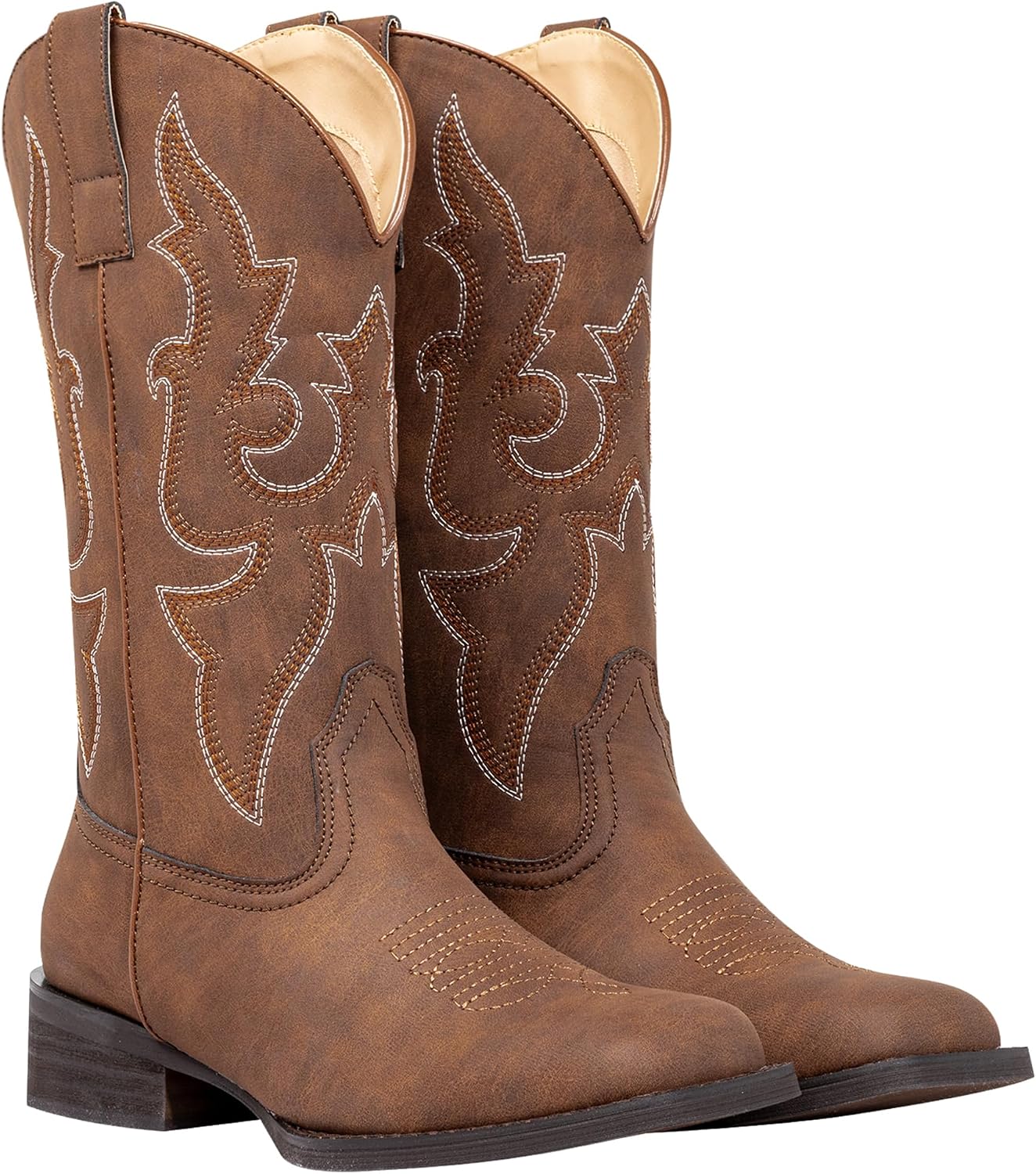 SheSole Ladies Cowboy Boots for Women Square Toe Cowgirl Boots Wide Calf Fashion Western Boots