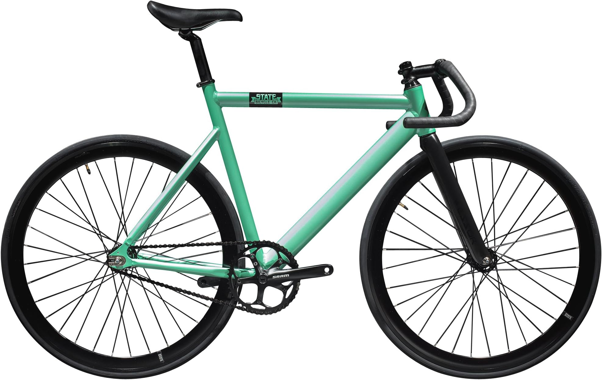 State Bicycle 6061 Black Label Fixed Gear Bike - Sea Foam, 57 cm