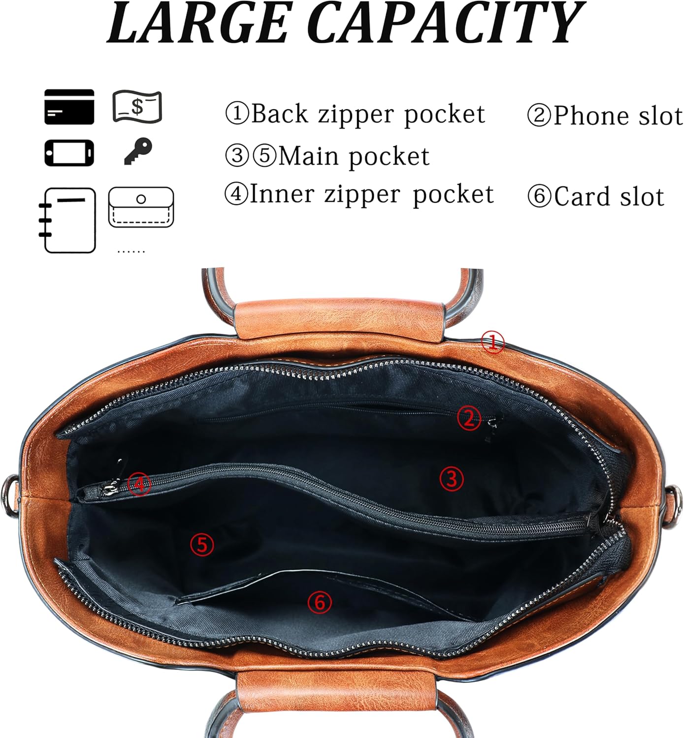 Crossbody Bag for Women Shoulder Tote Bag Medium Satchel Vintage Embossing - Image 5