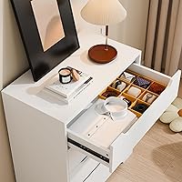 Vista 7 de Cozy Castle Cómoda Moderna de 4 Cajones Organizador de Almacenamiento, Cómodas de Madera y Cajoneras con Riel de Metal Liso, Blanco