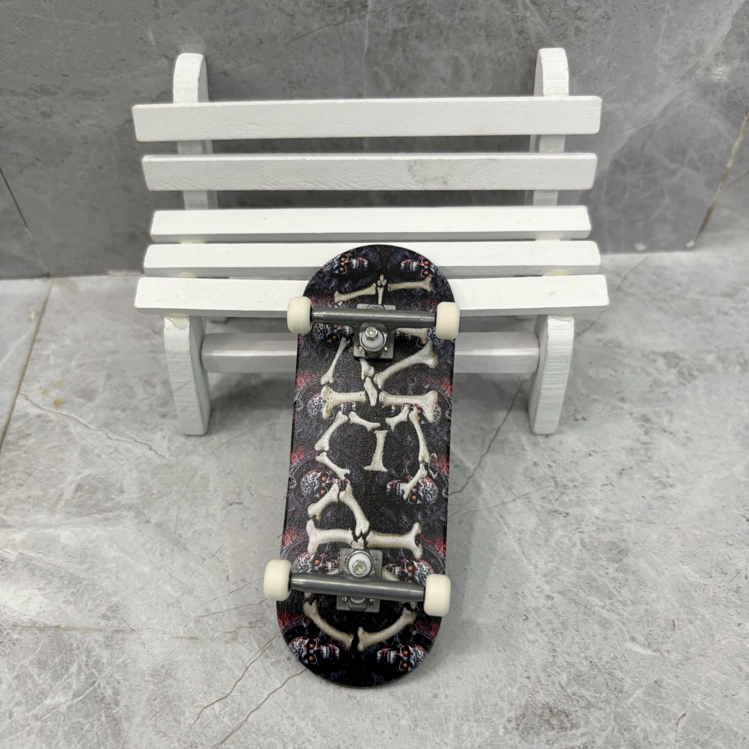 Pro Fingerboard Complete 34 * 96mm Maples Wood Deck,UV Printing Graphic-Leefai 4.0 Trucks Regular kingpins & 5 Urethane Bearing Wheels-Op3ra V3-Bones Design