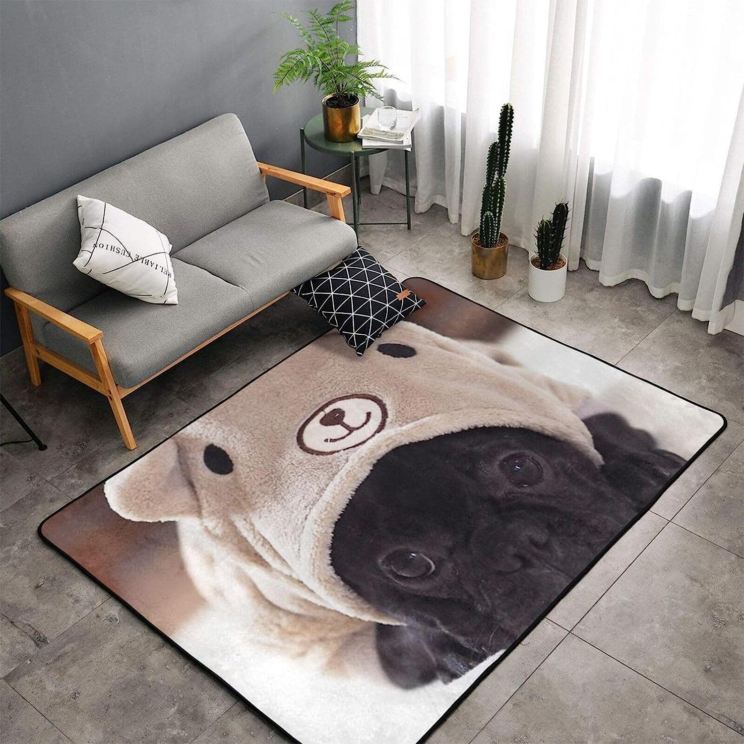Amazon | カーペット 長方形 大きい ラグ フレンチブルドッグ かわいい