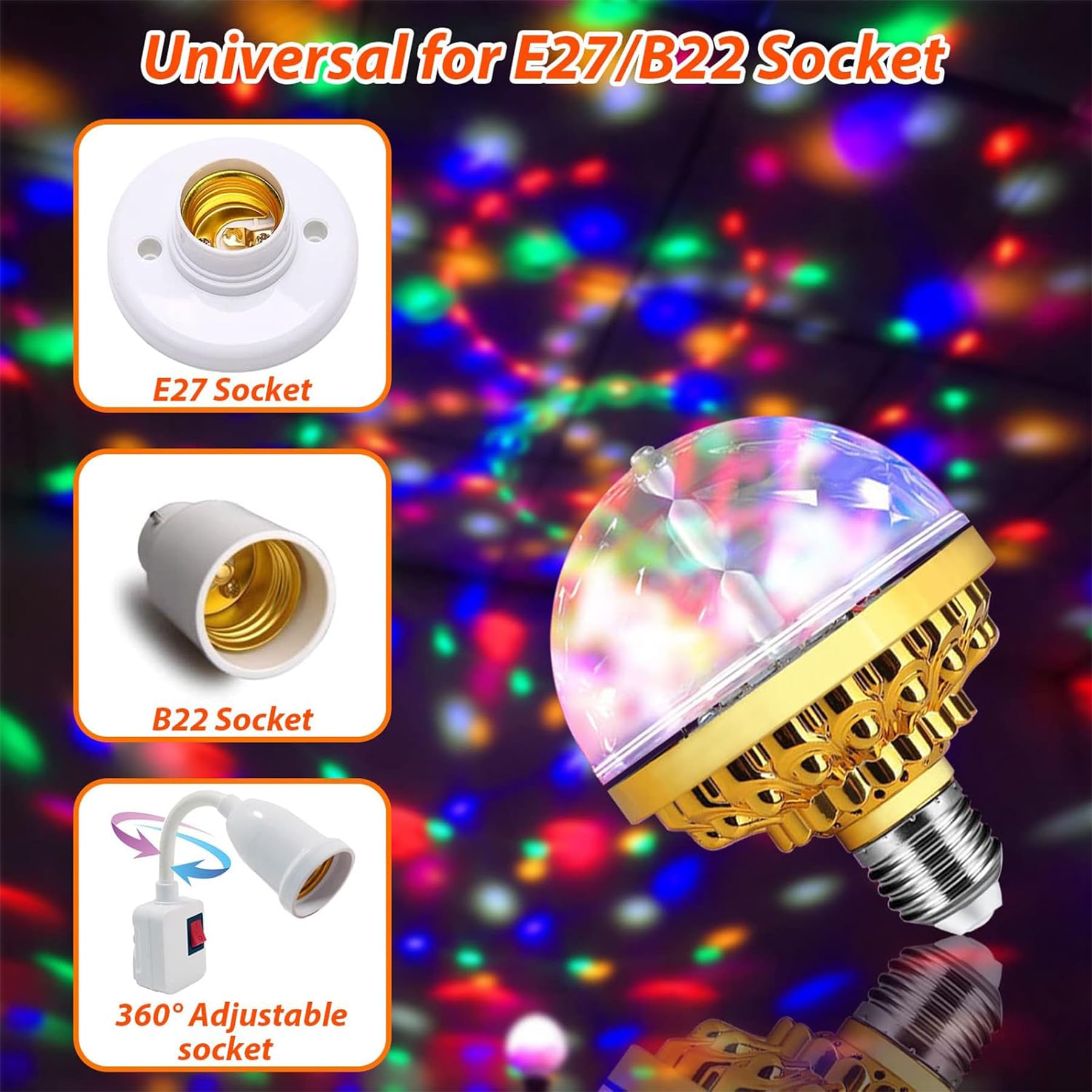 Luces Discoteca,Bola de Discoteca,Luz Discoteca,Bola Discoteca con Rotación de 360°,RGBP Efectos de luz,Luces Discoteca Para Casa,Bola Mágica Lámpara Etapa,Escenario Lámpara,Luces Fiesta Para Casa DJ