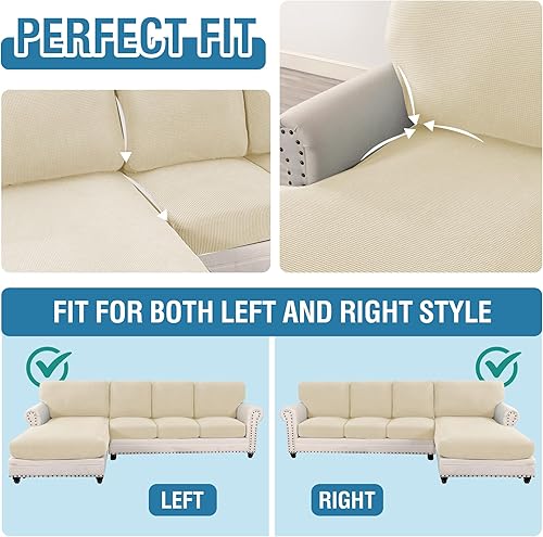 Miniatura 5 de H.VERSAILTEX Fundas para sofá modular, 8 piezas, fundas elásticas para sofá seccional, funda de sofá separada en forma de L para sofá izquierdo o