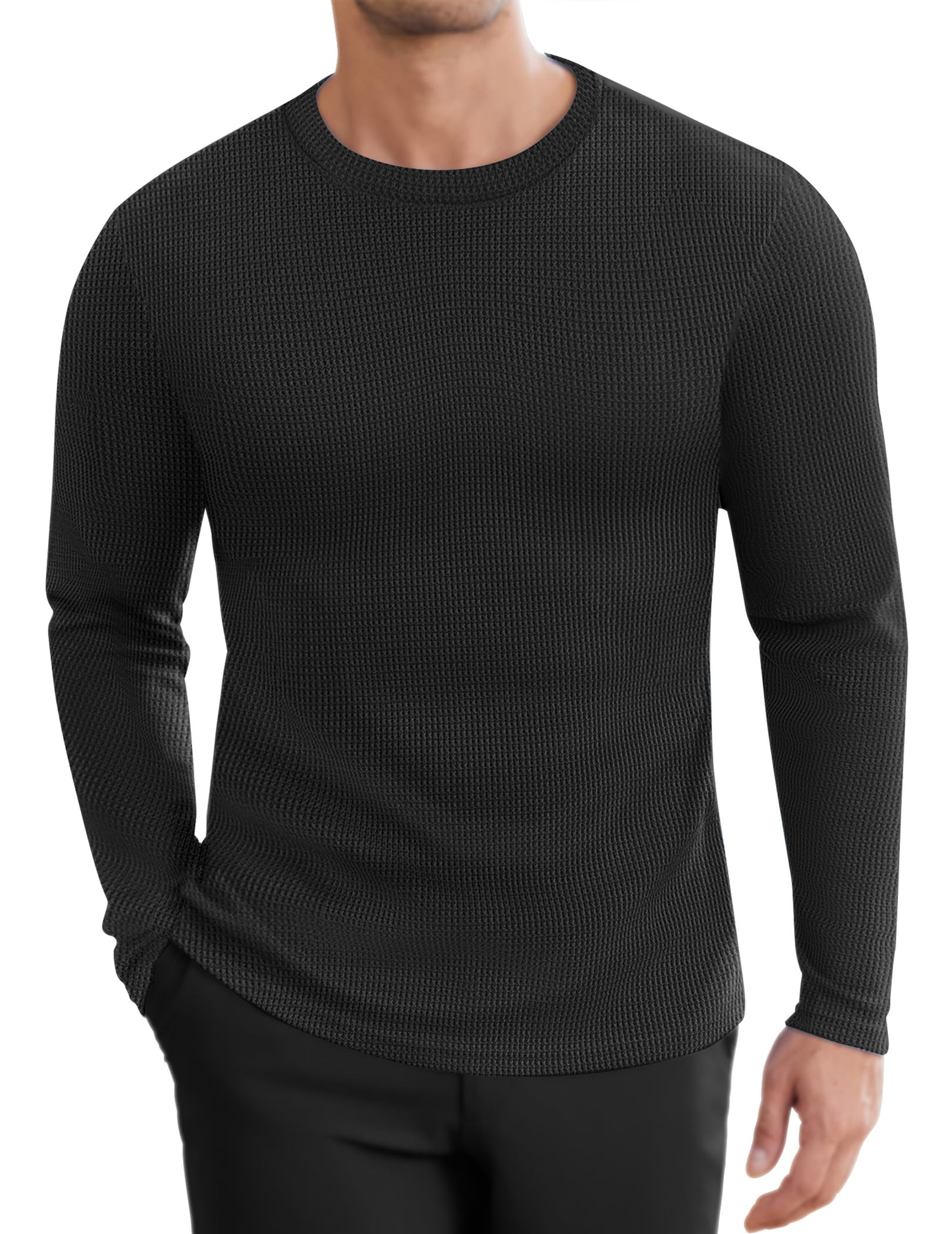 Ekouaer Men's Long Sleeve Waffle Pullover