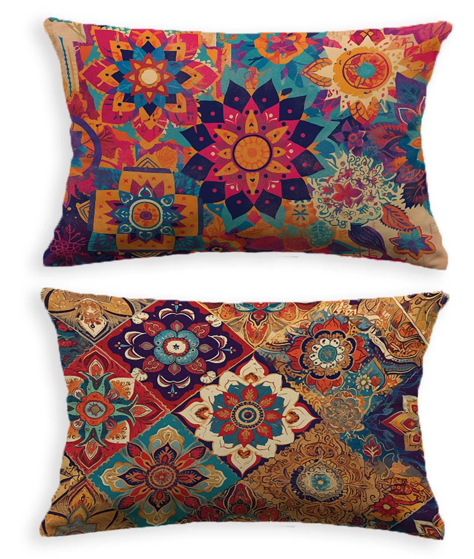 Coussin bohême en velours 60x80 de qualité supérieure avec zip invisible