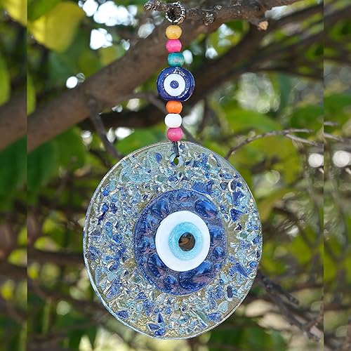 Miniatura 3 de BCS Mosaico Decoración de mal de ojo para colgar en la pared del hogar 5.1 "Vidrio hecho a mano Nazar turco