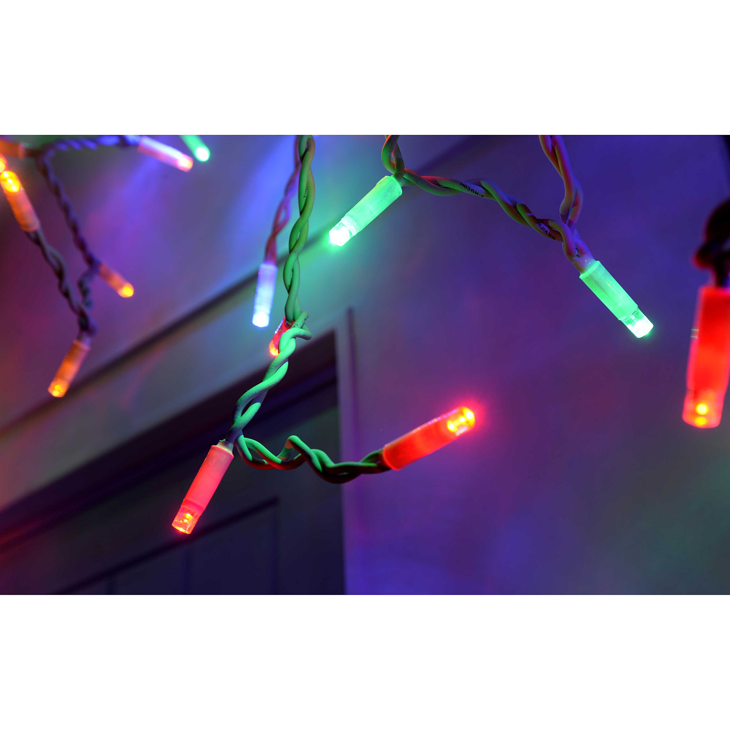 WeRChristmas Connectable Icicle LED String Lights with 2 Pin Male and Female, 2.2 m - 100-LED, Multi-Colour - Image 3