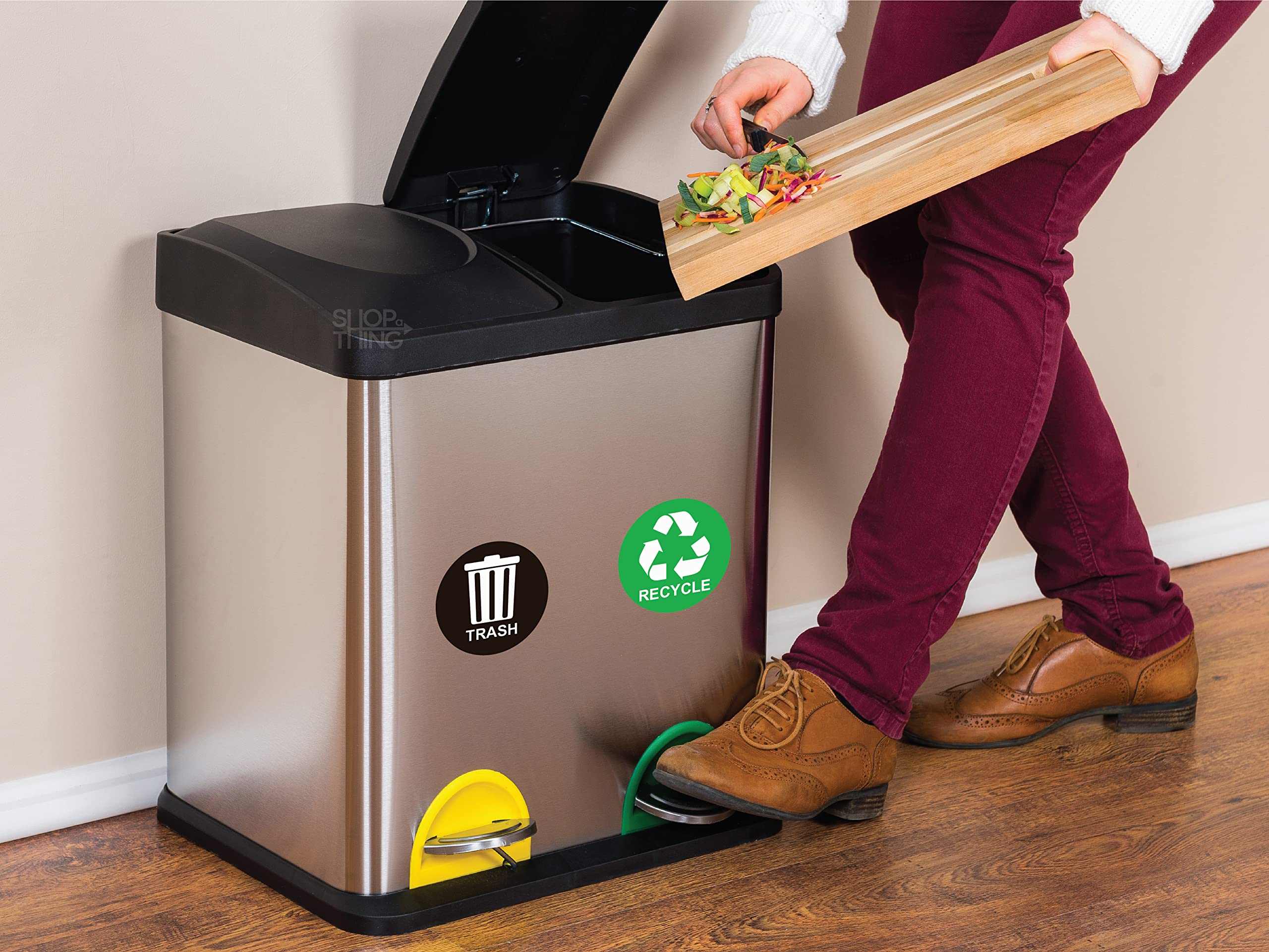 SHOP A THING - Recycle Trash Sticker – Vinyl Decal Trash Recycle Bin–Waterproof Indoor and Outdoor Use-Trash Bin Sticker for Hospital, Kitchen and Restaurant –Green, Blue, and Black Decal - ST 019