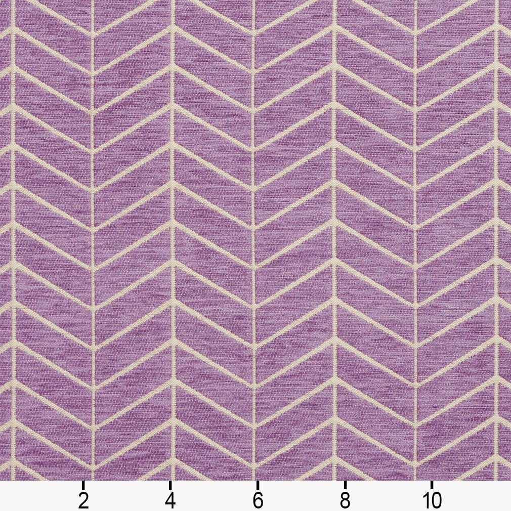 Purple and Off-White Woven Chevron Chenille Upholstery Fabric by The Yard - SKU: Atlas Lilac