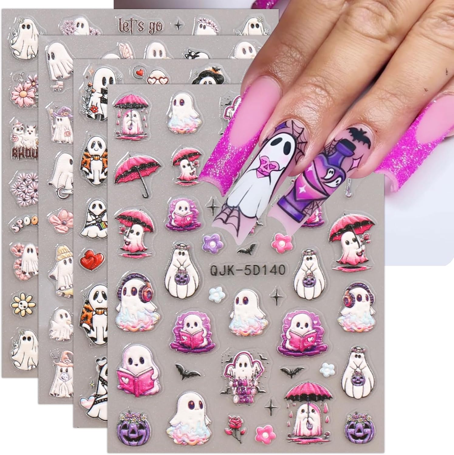 Amazon com JMEOWIO 3D Embossed Halloween Nail Art Stickers Decals Self