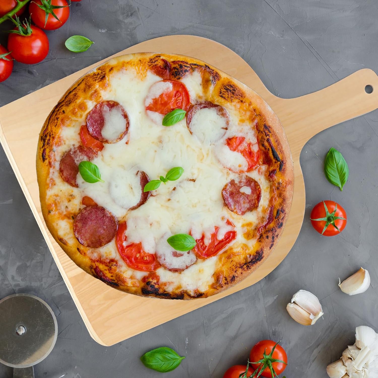 4Pcs Wood Pizza Peel,11.8 Inch Wooden Pizza Paddle Pizza Board with Handle,Premium Pizza Cutting Board Pizza Spatula for Baking Homemade Pizza and Bread Cutting Fruit Vegetables Cheese