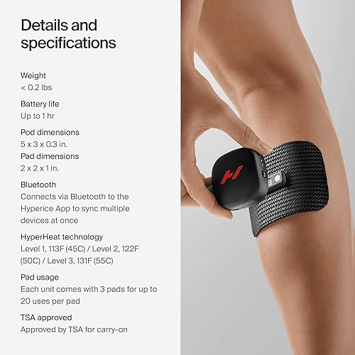 Miniatura 5 de Hyperice Venom Go - Calor avanzado y vibración portátil - Venom Go Pack incluye Venom Go Pod - Estuche y almohadillas de repuesto