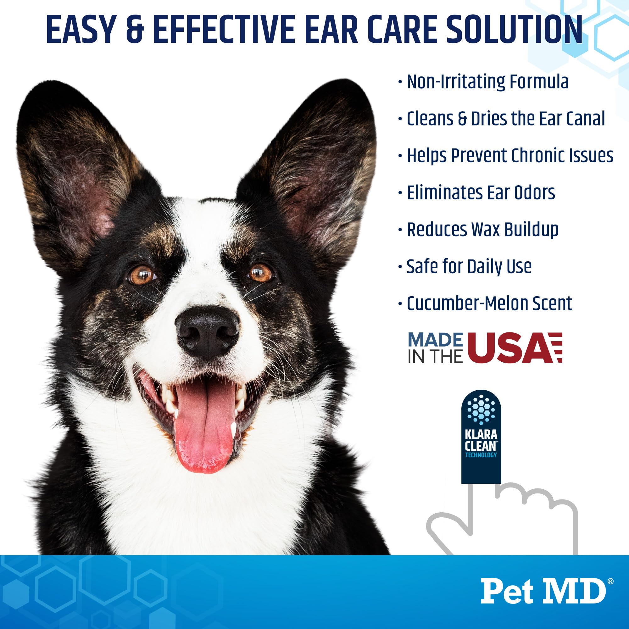 Pet MD Advanced Ear Finger Wipes for Dogs & Cats - Non-Irritating Ear Wipes & Ear Cleaner - Pet Safe Cleaner to Aid in Itchiness and Odor - Cucumber Melon (50ct) - image 3