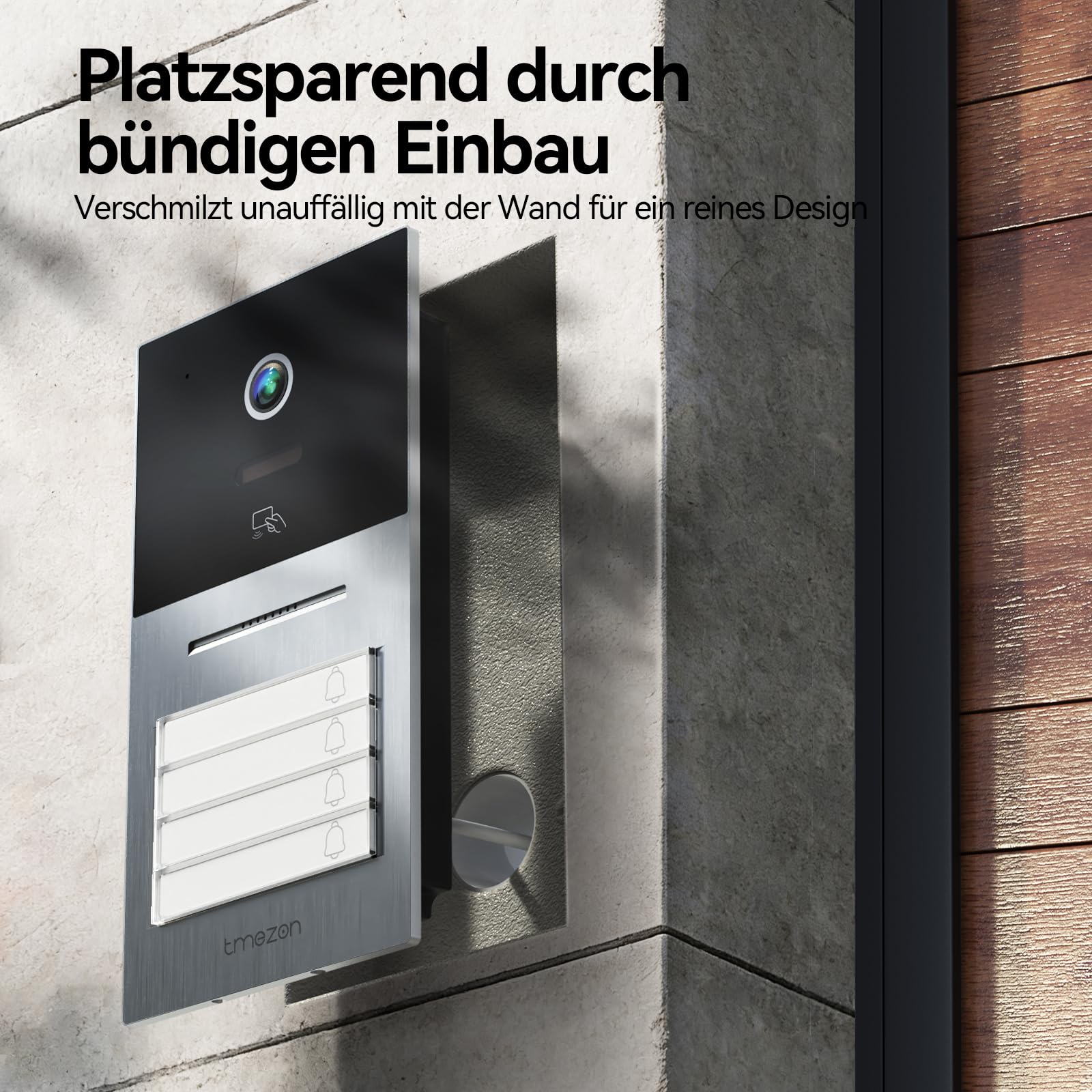 TMEZON WLAN Video Türsprechanlage 4-familienhaus, 7''IP Farb-Touchscreen mit 1080P Metalldoorbell, 2-Draht Installation,Zwei-Wege-Audio,Personenerkennung,3 Entsperrmethoden & App-Steuerung