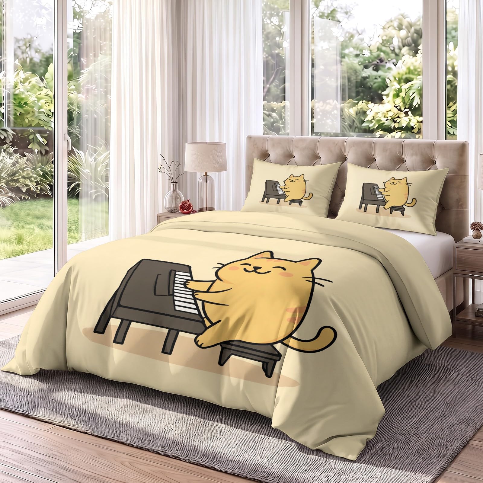 Juego de funda nórdica de microfibra (140 x 200 cm), diseño lineal