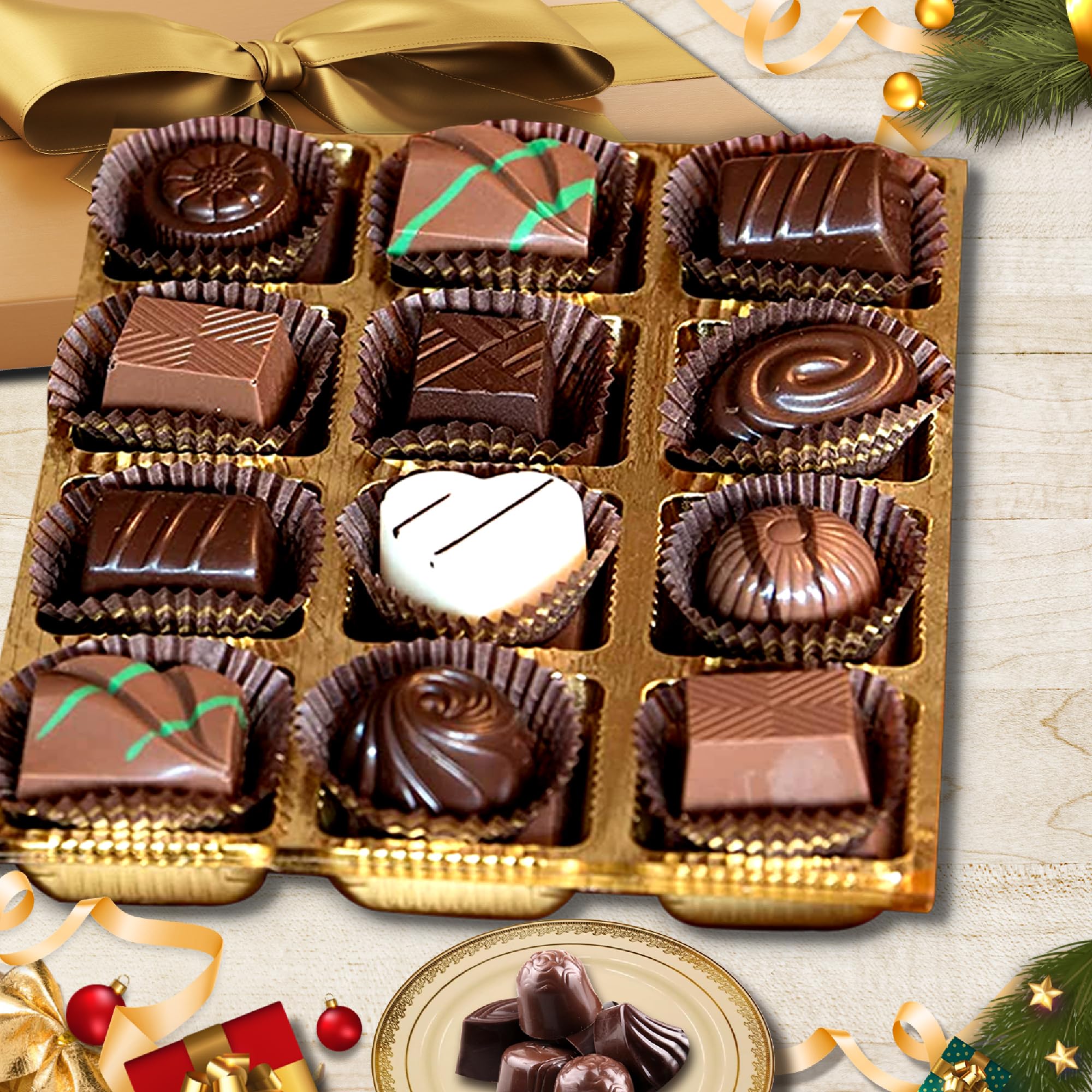 WINNI - Luxury 12 Pcs Mix Chocolates Gift Pack | Belgian Dark Chocolates | Premium Handmade Celebration Chocolate Gift Box For Birthday, Anniversary, Valentine's Day, Partner, Couple, Girlfriend, Boyfriend, Girls, Boys, Students, Kids | Imported Chocolate Bouquet | Return Gift Hamper-image-44