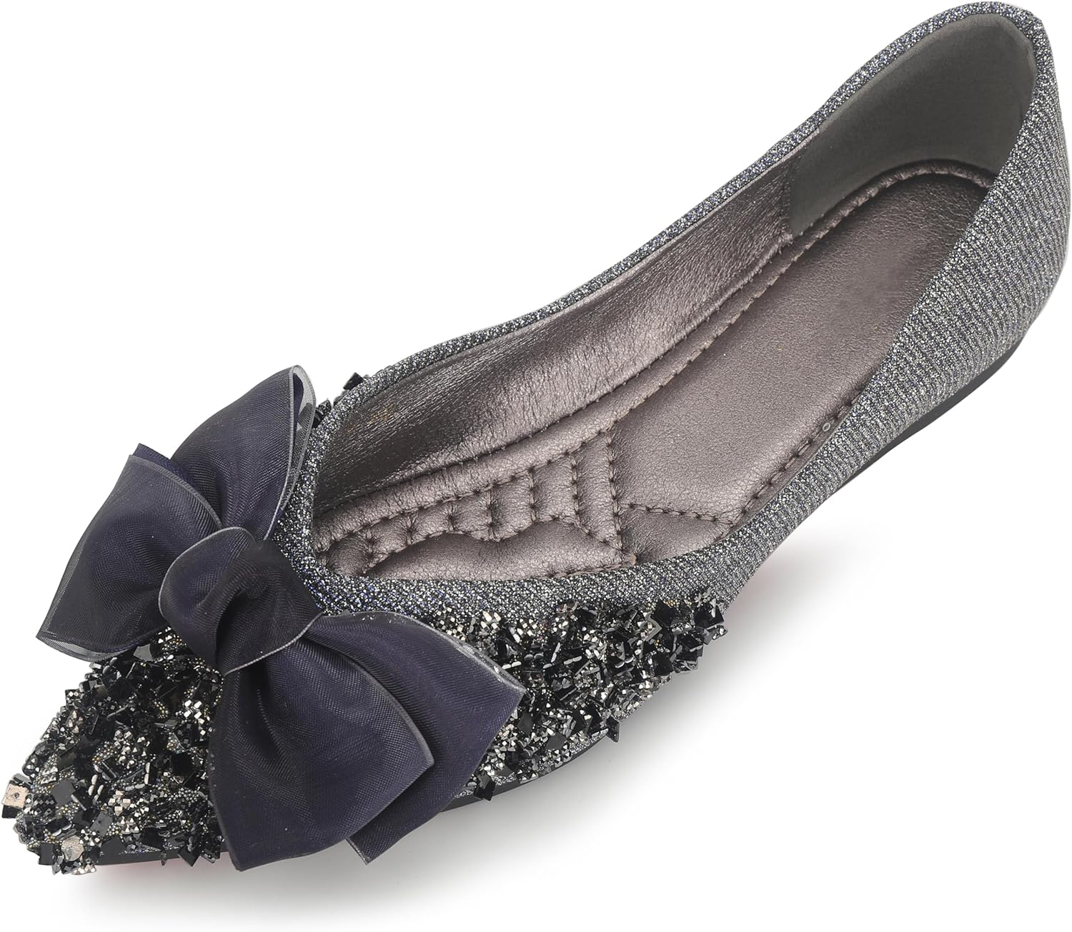 Flats Shoes for Women Rhinestones Bow Wedding Flats Slip on Flats for Women Comfortable Dress Shoe