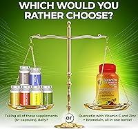 Vista 3 de Quercetina con bromelina, vitamina C y zinc enriquecida con alimentos integrales orgánicos - 1215 mg por porción - Cápsulas de quercetina fitosoma