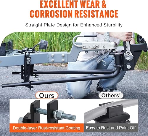 Miniatura 5 de VEVOR - Enganche de distribución de peso de remolque (1,000 lb) con control de balanceo, vástago de acero de 2 pulgadas, bola de aleación de acero