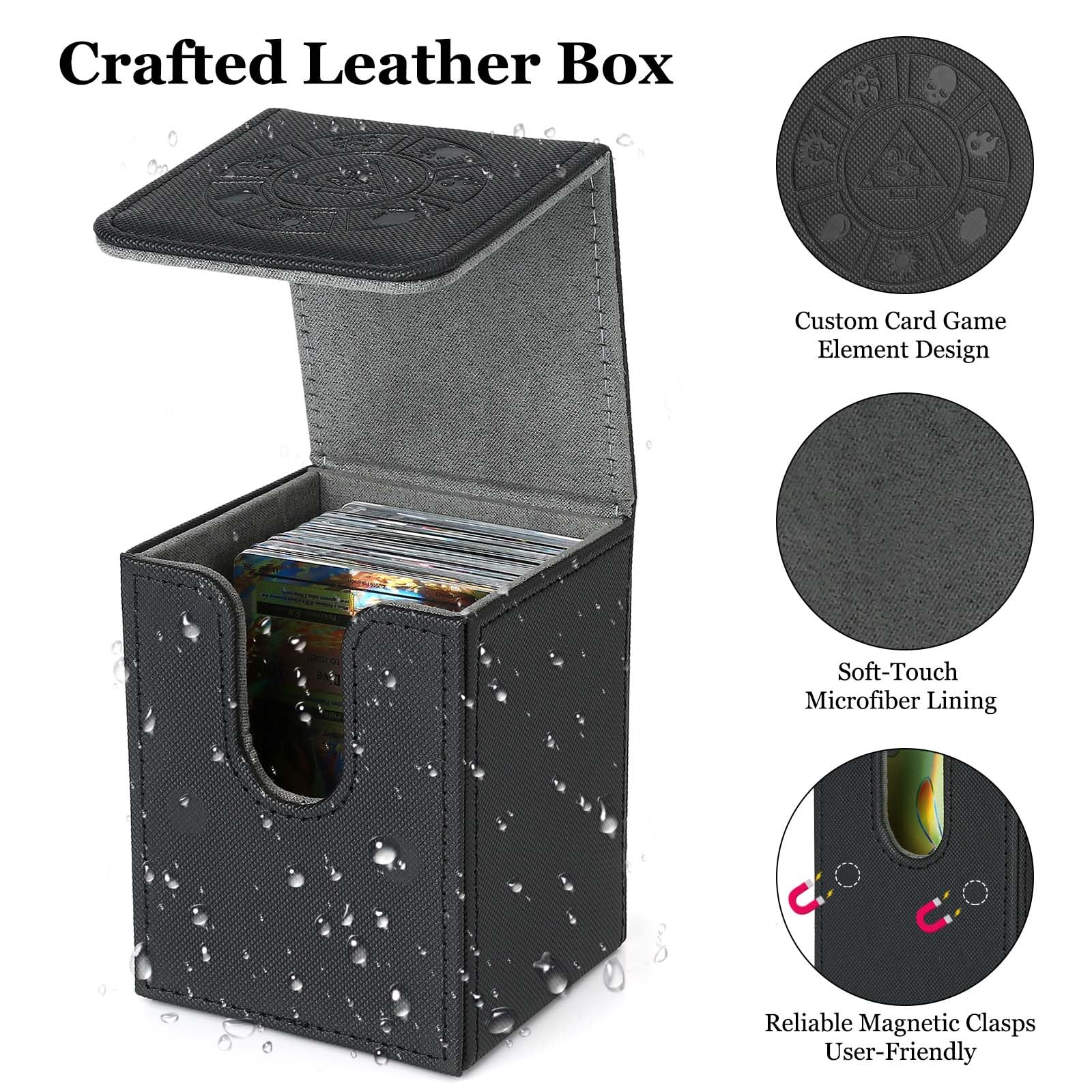 Arkeiliy Yugioh Card Deck Box, 150+ Storage & 50 Card Sleeve Fits MTG  Yu-Gi-Oh! TCG, Premium Leather Collectible Card Box for Trading Card Games  Yugioh and More (Black) : Amazon.co.uk: Toys &