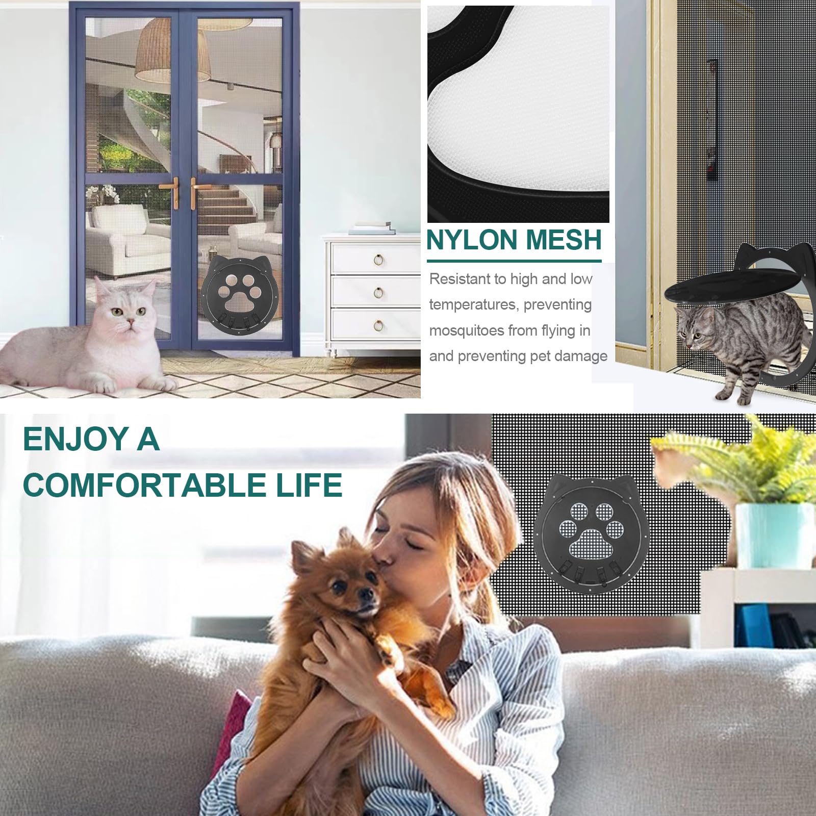 Gattaiola Per Zanzariera Sonwaha - Automatica, 29x26 Cm, Nero, Per Gatti E Piccoli Animali - Foto 3