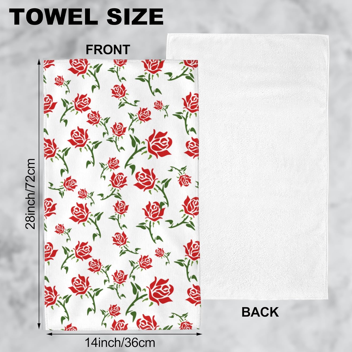 Hand Towels Set of 2 Roses Towels for Bathroom Soft Absorbent Decorative Hand Bath Towels Dish Towels for Kitchen Sports Gym Yoga Home Decor 14 x 28 in - Image 2