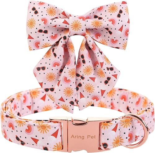 Miniatura 4 de ARING PET Collar de verano para perro, lindo collar de perro con corbatín marinero, collares ajustables de algodón para perros con hebilla de metal
