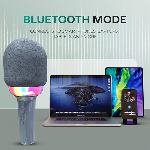 Miniatura 6 de Coby LED Karaoke Microphone  5 Super Fun Light Modes  4 Funny Voice-Changing Mode  True Wireless Mode for Duets  Bluetooth Singing & Recording Mic