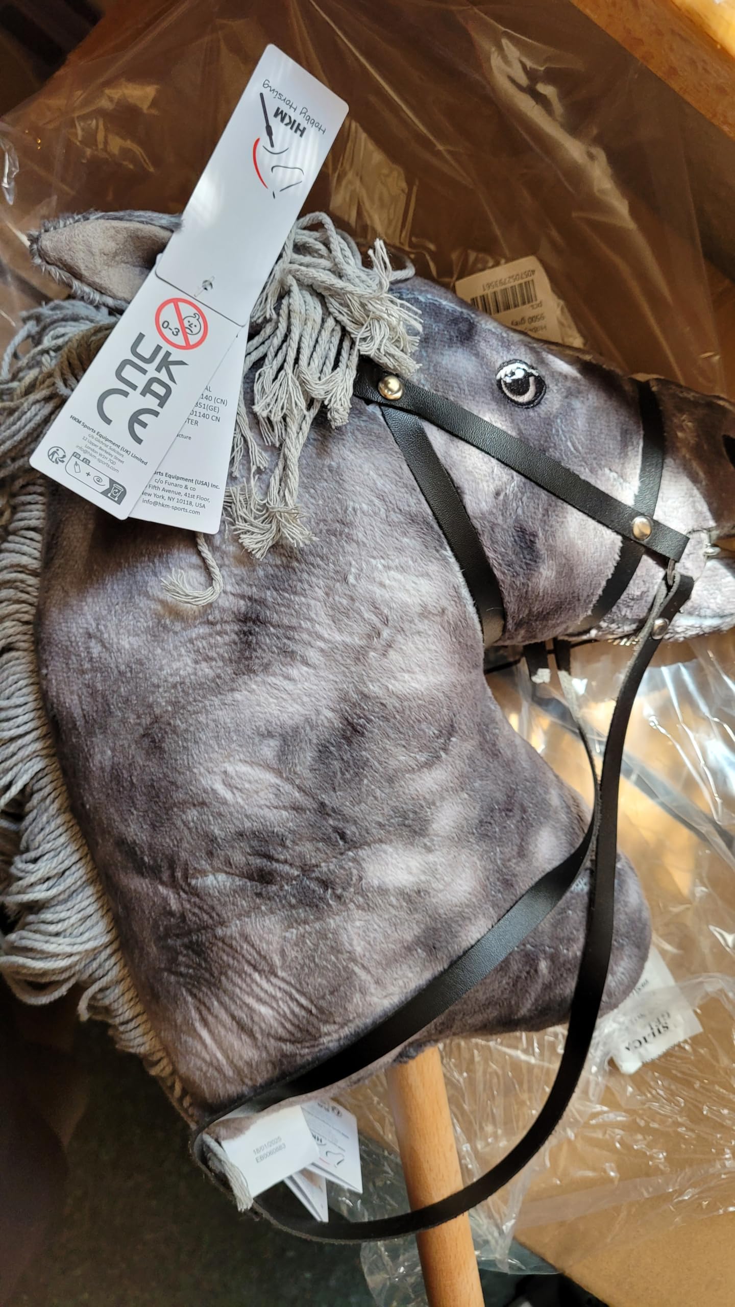 Holly & Claire HKM Hobby Horse Clara – Premium Steckenpferd grau-marmoriert inkl. Halfter & Führstrick Hochwertiges Spielpferd für Kinder | Schneller Versand (Rosa)