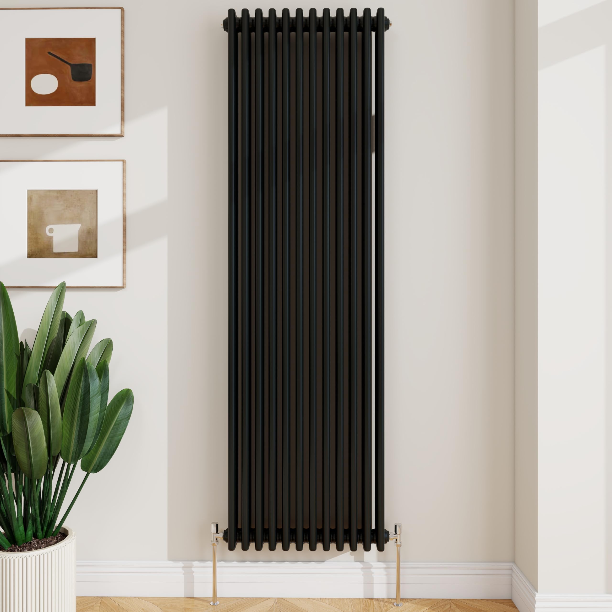 SLINE SANITARY 1800x560mm Cast Iron Style Traditional 3 Column Vertical Black Central Heating Radiator